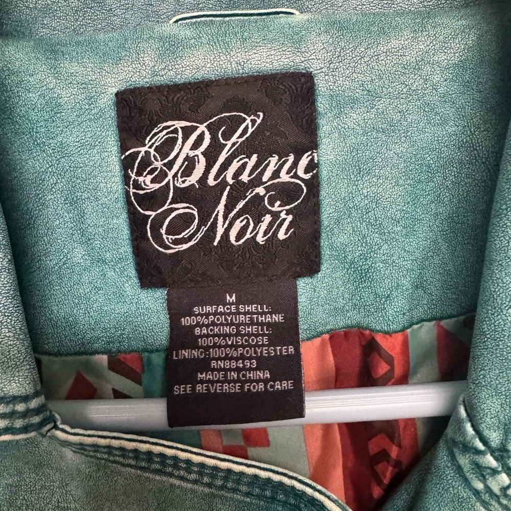 Blanc Noir Teal Leather Jacket - Picture 2 of 6